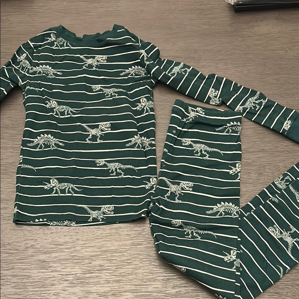 Green and White Dinosaur Pajama Set